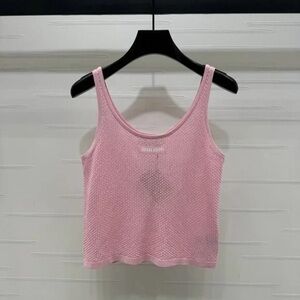 Miu Miu Light Pink Textured Tank Top
